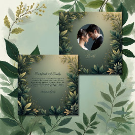 dark green elegant nature wedding photo bedankkaart