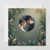 dark green elegant nature wedding photo bedankkaart (Achterkant)