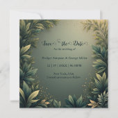 dark green elegant nature wedding save the date (Voorkant)