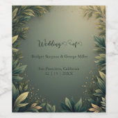dark green elegant nature wedding wijn etiket (Enkel label)