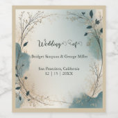 dark green elegant nature wedding wijn etiket (Enkel label)