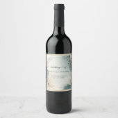 dark green elegant nature wedding wijn etiket (Voorkant)