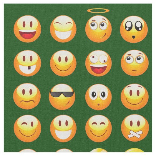 dark green emoji fabric stof (Close Up)
