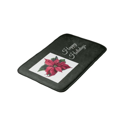 Dark Green en Poinsettia Holiday Bath Mat (Gekanteld)