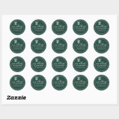 Dark Green Eucalyptus Calligraphy New Address Ronde Sticker (Vel)