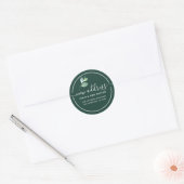 Dark Green Eucalyptus Calligraphy New Address Ronde Sticker (Envelop)