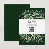 Dark Green Eucalyptus QR Code Wedding RSVP  Informatiekaartje (Voorkant / Achterkant)