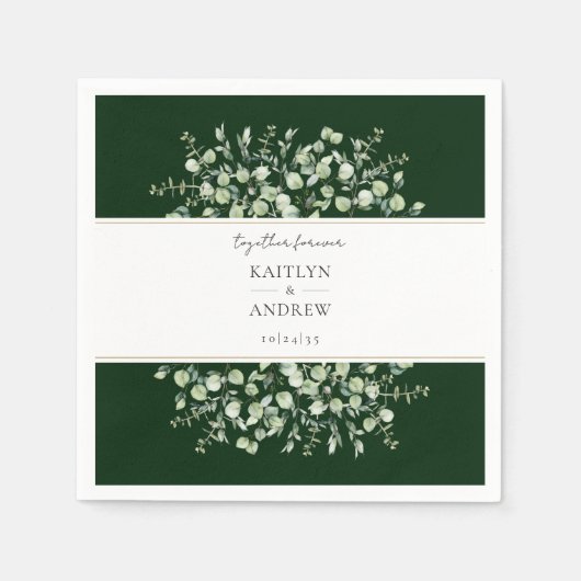 Dark Green Eucalyptus Together Forever Wedding  Servet (Voorkant)