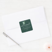 Dark Green Eucalyptus We’ve Moved New Address Vierkante Sticker (Envelop)