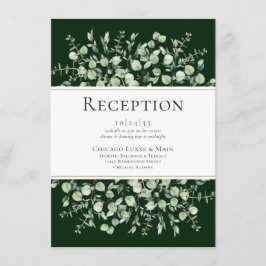 Dark Green Eucalyptus Wedding Reception Informatiekaartje
