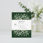 Dark Green Eucalyptus Wedding RSVP Kaartje (Staand voorkant)