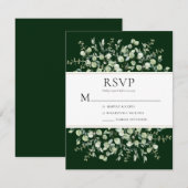 Dark Green Eucalyptus Wedding RSVP Kaartje (Voorkant / Achterkant)