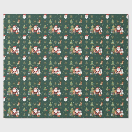 Dark Green Festive Pattern Gift Wrapping Paper Cadeaupapier (Vlak)