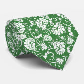 Dark Green Floral Pattern Custom Necktie Stropdas (Opgerold)