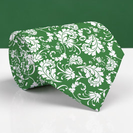 Dark Green Floral Pattern Custom Necktie Stropdas