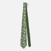 Dark Green Floral Pattern Custom Necktie Stropdas (Voorkant)