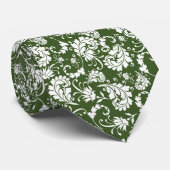 Dark Green Floral Pattern Custom Necktie Stropdas (Opgerold)