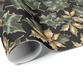 Dark Green & Gold Foliage Wrapping Paper Cadeaupapier (Rol Hoek)