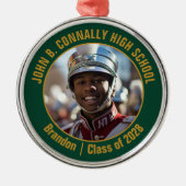 Dark Green Gold Marching Band Photo Christmas Metalen Ornament (Voorkant)