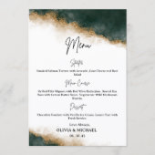 Dark Green & Gold Watercolor Wedding Menu Card (Voorkant)