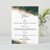 Dark Green & Gold Watercolor Wedding Menu Card (Staand voorkant)