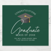 Dark Green Graduate Custom Graduation Party Bier Etiket (Enkel label)