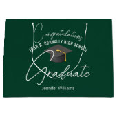 Dark Green Graduate Customized Graduation Party Groot Cadeauzakje (Voorkant)
