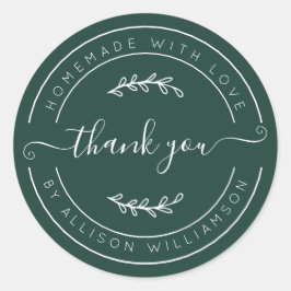Dark Green Homemade Thank You Label