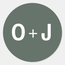 Dark Green | Initialen + Minimalistische Scandi br Ronde Sticker