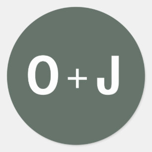 Dark Green   Initialen + Minimalistische Scandi br Ronde Sticker