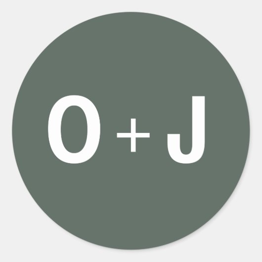 Dark Green | Initialen + Minimalistische Scandi br Ronde Sticker (Voorkant)