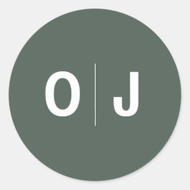 Dark Green | Initialen minimalistische Scandi brui Ronde Sticker