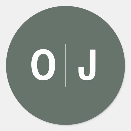 Dark Green | Initialen minimalistische Scandi brui Ronde Sticker (Voorkant)
