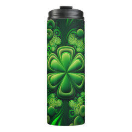 DARK GREEN INTRICATE IRISH CELTIC SHAMROCKS THERMOSBEKER