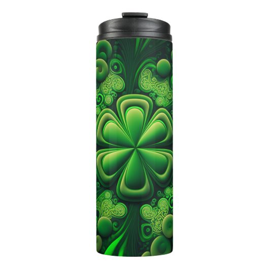 DARK GREEN INTRICATE IRISH CELTIC SHAMROCKS THERMOSBEKER (Voorkant)