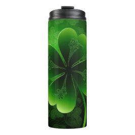 DARK GREEN INTRICATE IRISH CELTIC SHAMROCKS THERMOSBEKER