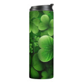 DARK GREEN INTRICATE IRISH CELTIC SHAMROCKS THERMOSBEKER (Gedraaid links)