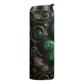 DARK GREEN INTRICATE IRISH CELTIC SHAMROCKS THERMOSBEKER (Gedraaid links)