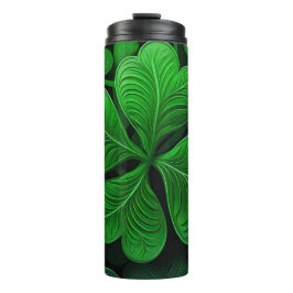 DARK GREEN INTRICATE IRISH CELTIC SHAMROCKS THERMOSBEKER