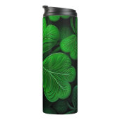 DARK GREEN INTRICATE IRISH CELTIC SHAMROCKS THERMOSBEKER (Geroteerd rechts)
