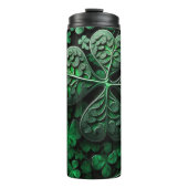 DARK GREEN INTRICATE IRISH CELTIC SHAMROCKS THERMOSBEKER (Voorkant)