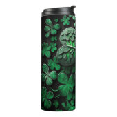 DARK GREEN INTRICATE IRISH CELTIC SHAMROCKS THERMOSBEKER (Gedraaid links)