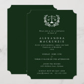 Dark Green JD Law Scales Laurel WreatAfstuderen Kaart (Voorkant / Achterkant)