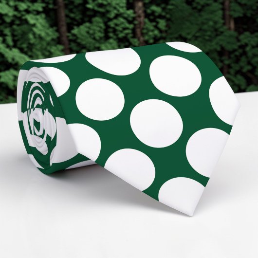 Dark Green Jumbo Polka Dots Custom Necktie Stropdas