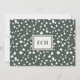 Dark Green Lunaria Monogram Flat Note Card Notitiekaartje
