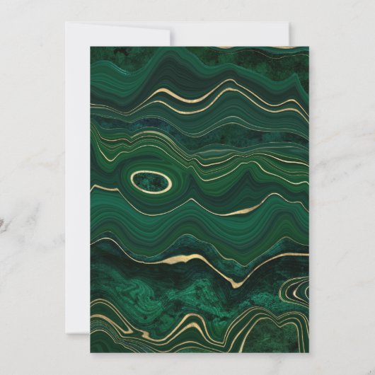 Dark Green Malachite en Gold Foil Strata Sweet 16 Kaart (Achterkant)