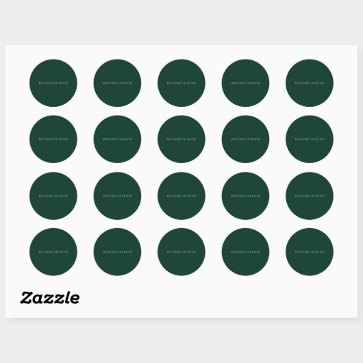 Dark Green Minimalist Plain Modern Aesthetic Look Ronde Sticker (Vel)
