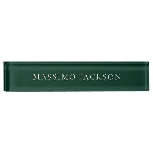 Dark Green Minimalist Plain Modern  Naambordje (Voorkant)