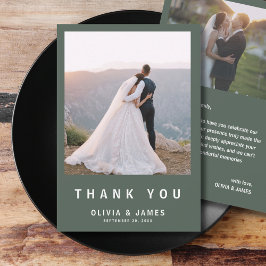 Dark Green | Minimalistische moderne bruiloft beda Bedankkaart