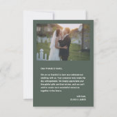 Dark Green | Minimalistische moderne bruiloft beda Bedankkaart (Achterkant)